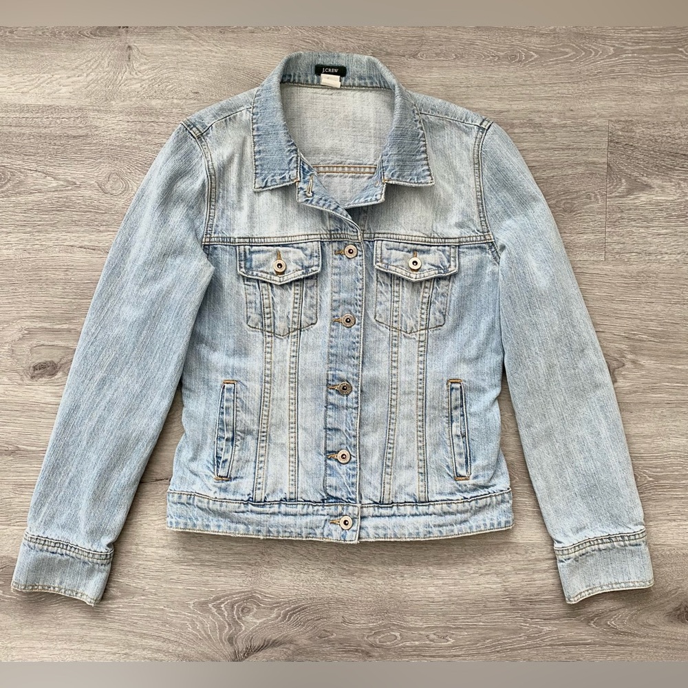 VTG J Crew Women Light Blue Denim Jean Jacket 100% Cotton  Size Small